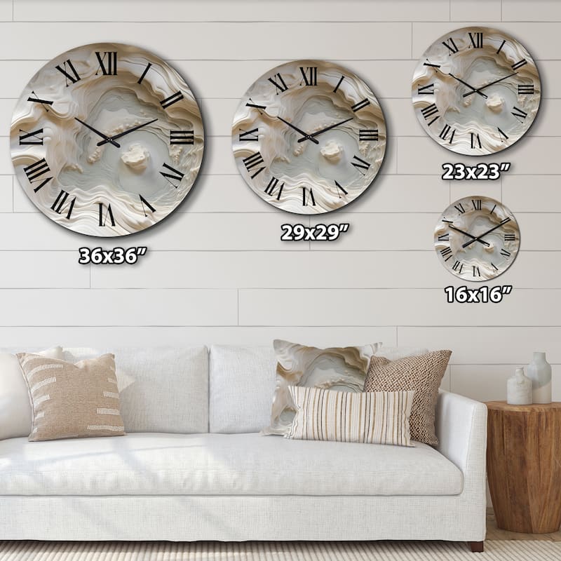 Designart "Cream Spiral Nebula II" Abstract Spirals Oversized Wall Clock