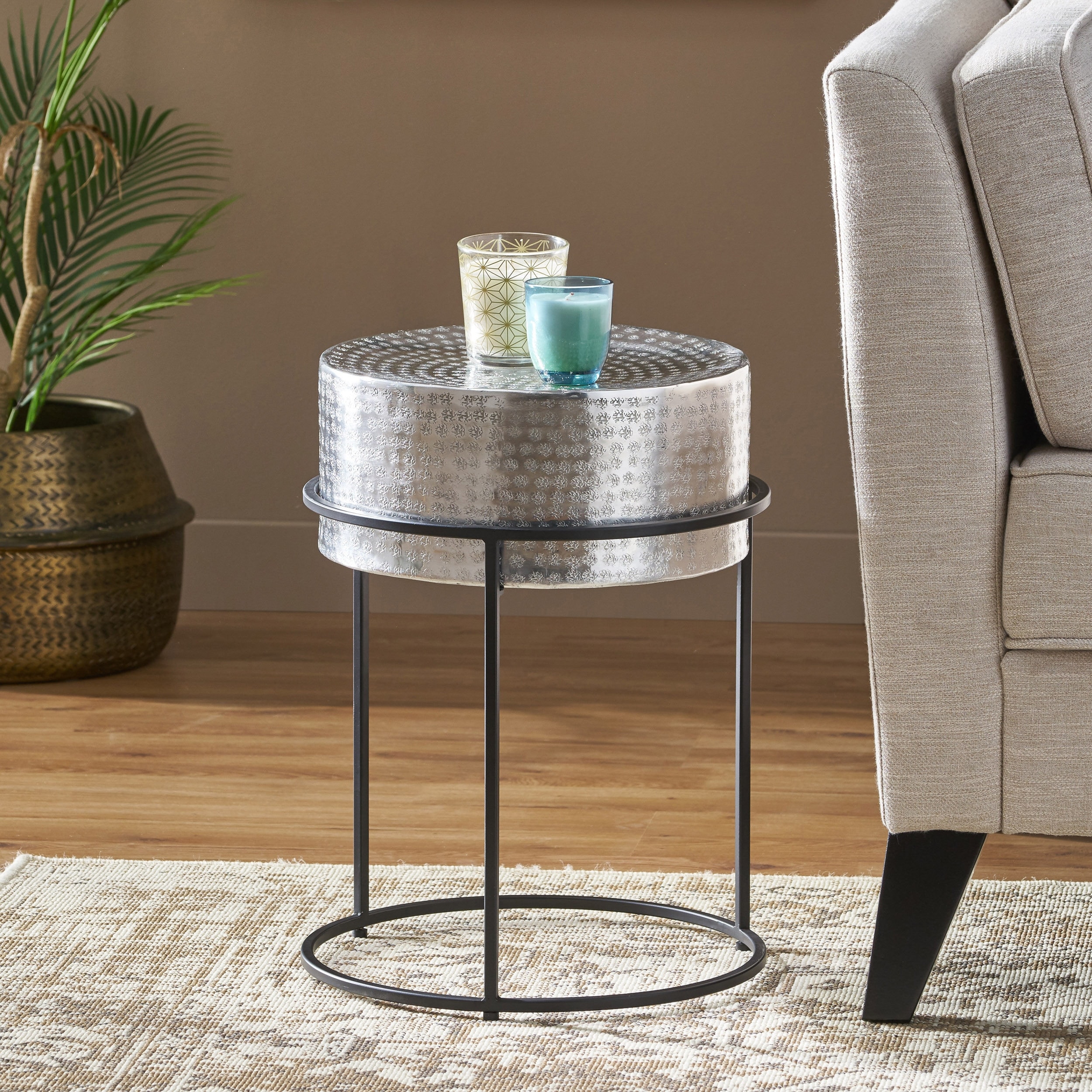 Normandie mirrored round end cheap table by christopher knight home