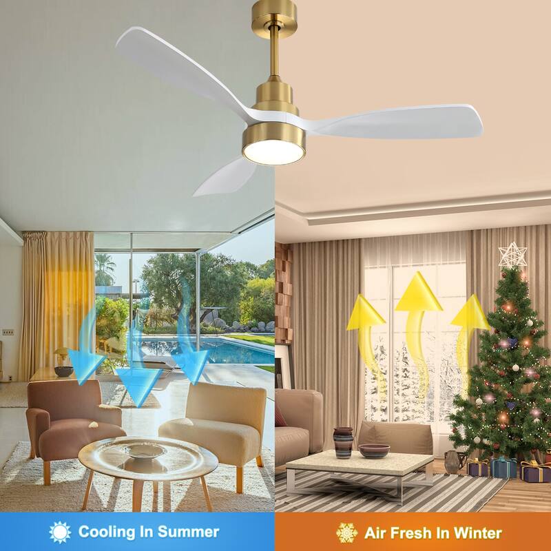 Anmytek 48 Inch Wood Ceiling Fan Reversible DC Motor Remote Control Solid Wood Blades - 48 Inch