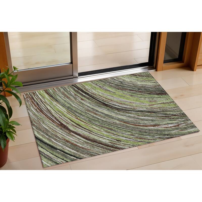 HomeRoots Abstract Transitional Rectangle Outdoor Rug - 3' x 5'