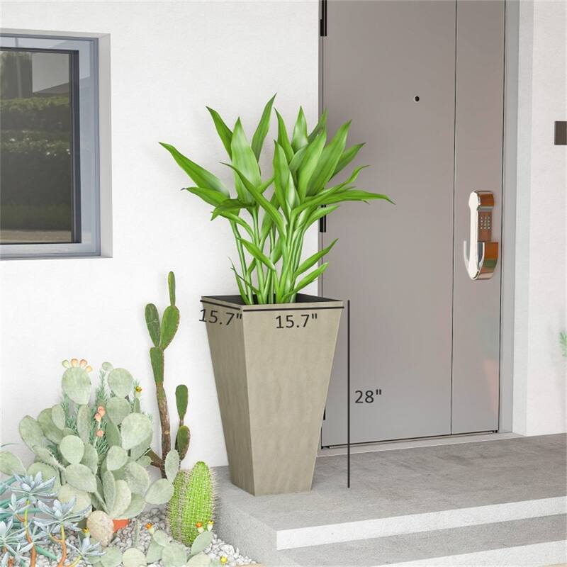 Square Garden Bed Planter for Herbs, Flowers, and Vegetables - 15.75" L x 15.75" W x 28" H