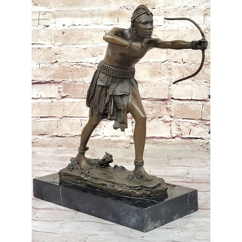 Mayan Aztec Inca Native Mesoamerican South American Archer Warrior Bronze Sculpture