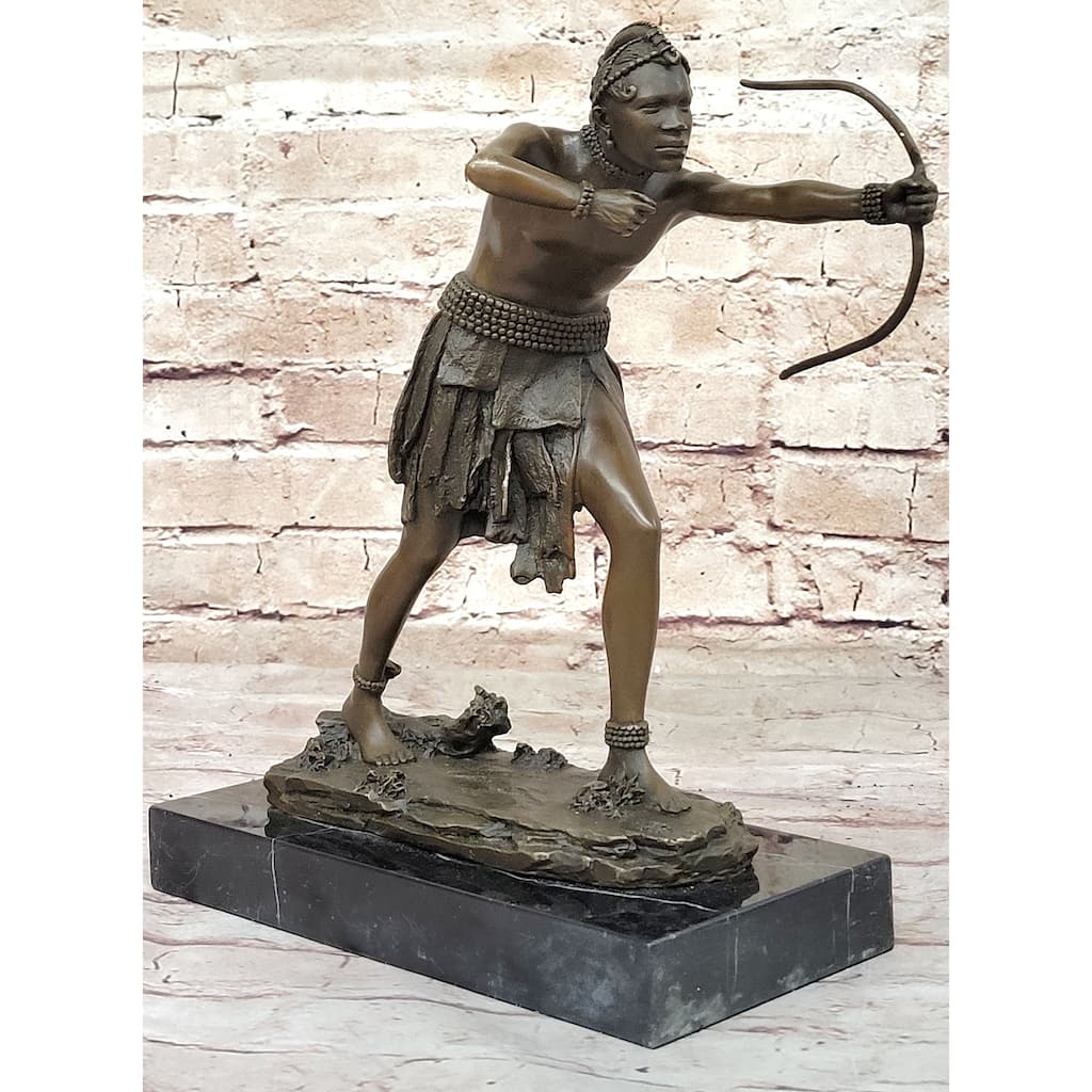 Mayan Aztec Inca Native Mesoamerican South American Archer Warrior Bronze Sculpture
