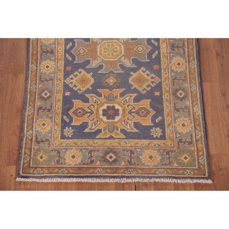 Geometric Kazak Oriental Foyer Rug Handmade Wool Carpet - 2'9" x 4'2"
