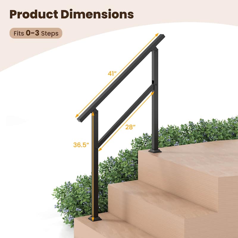 Costway 1/2 PCS Handrail for Outdoor 0-2/0-3 Steps with Flexible Angle