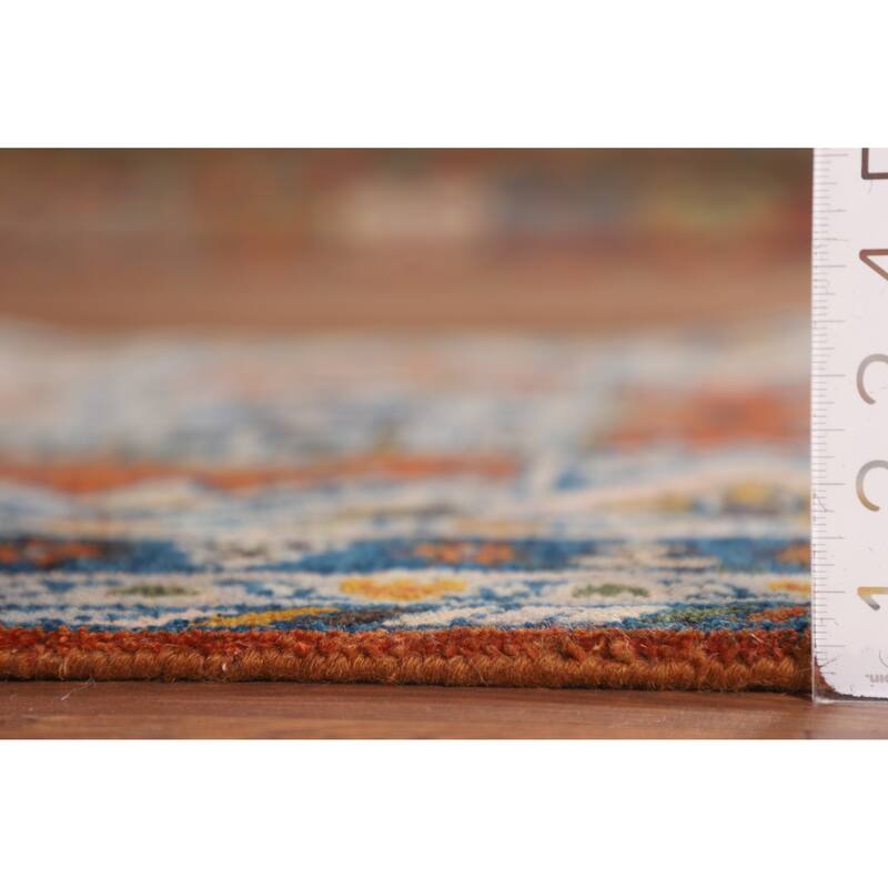 Geometric Heriz Serapi Oriental Foyer Rug Hand-Knotted Wool Carpet - 3'11"x 5'10"