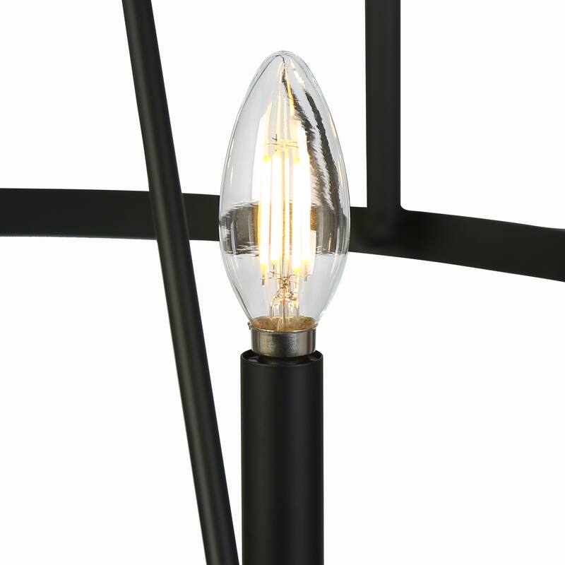 Modern Classic 8-Light Chandelier Matte Black Circular Light Fixture for Dining Room - 32.5 " × 20.5 "