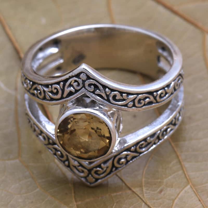 Novica Handmade Crown Of Sunshine Citrine Cocktail Ring