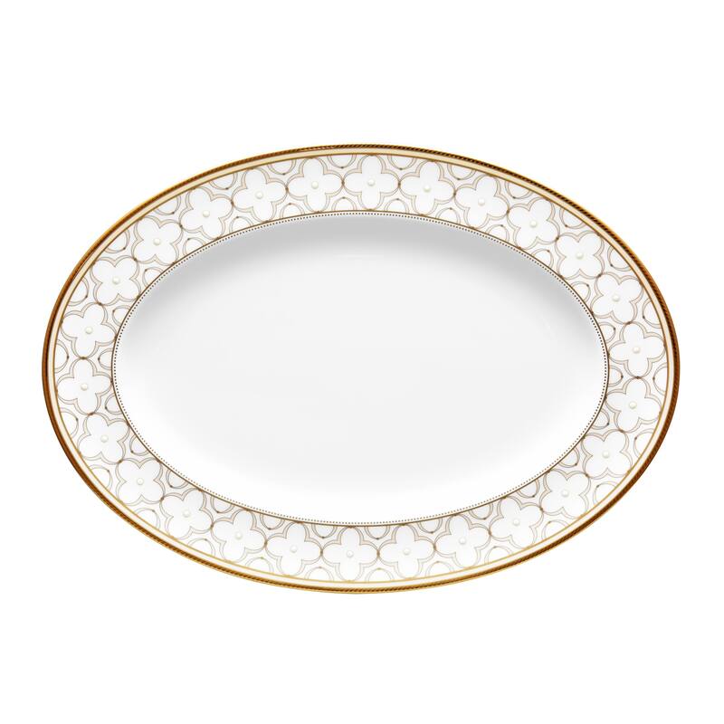 Noritake Trefolio Gold Oval Platter, 14"
