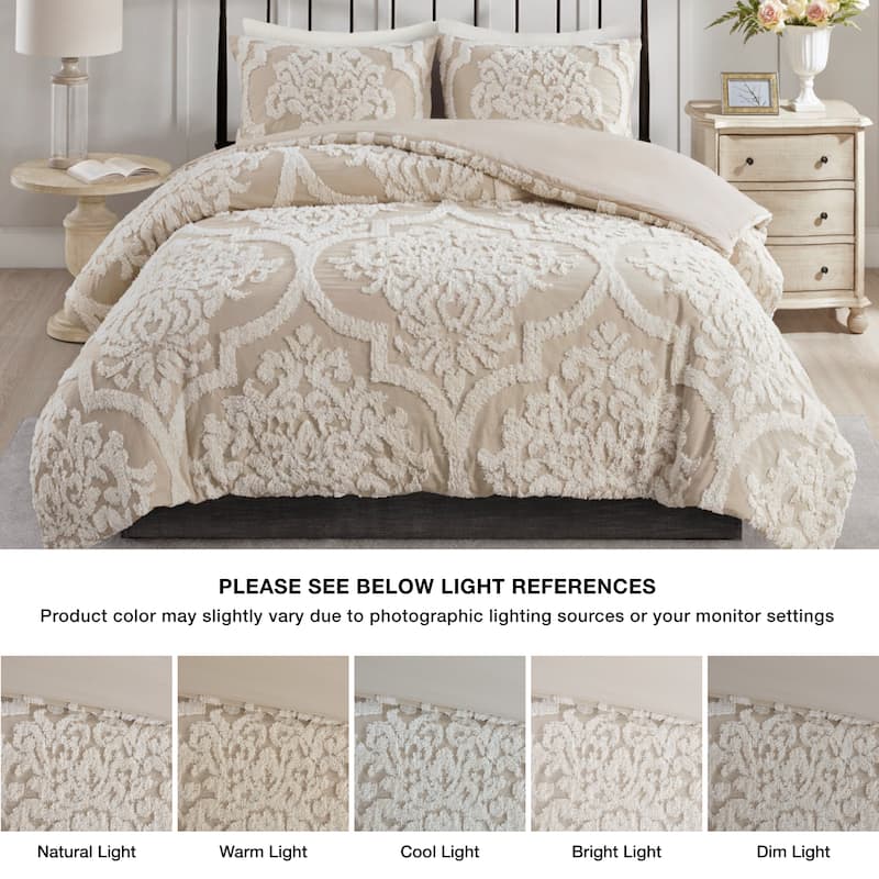 Madison Park Aeriela Tufted Cotton Chenille Damask Duvet Cover Set