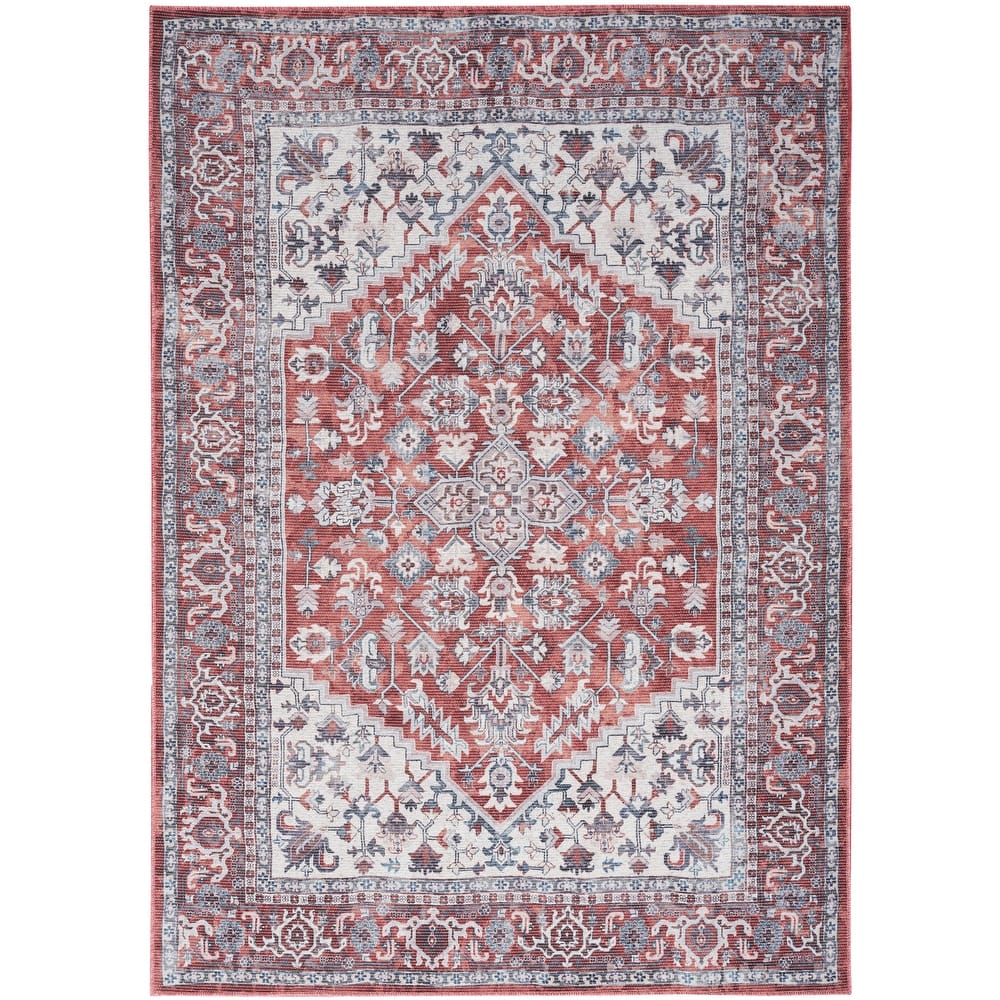 New Concept Washables Vintage Medallion Machine Washable Area Rug