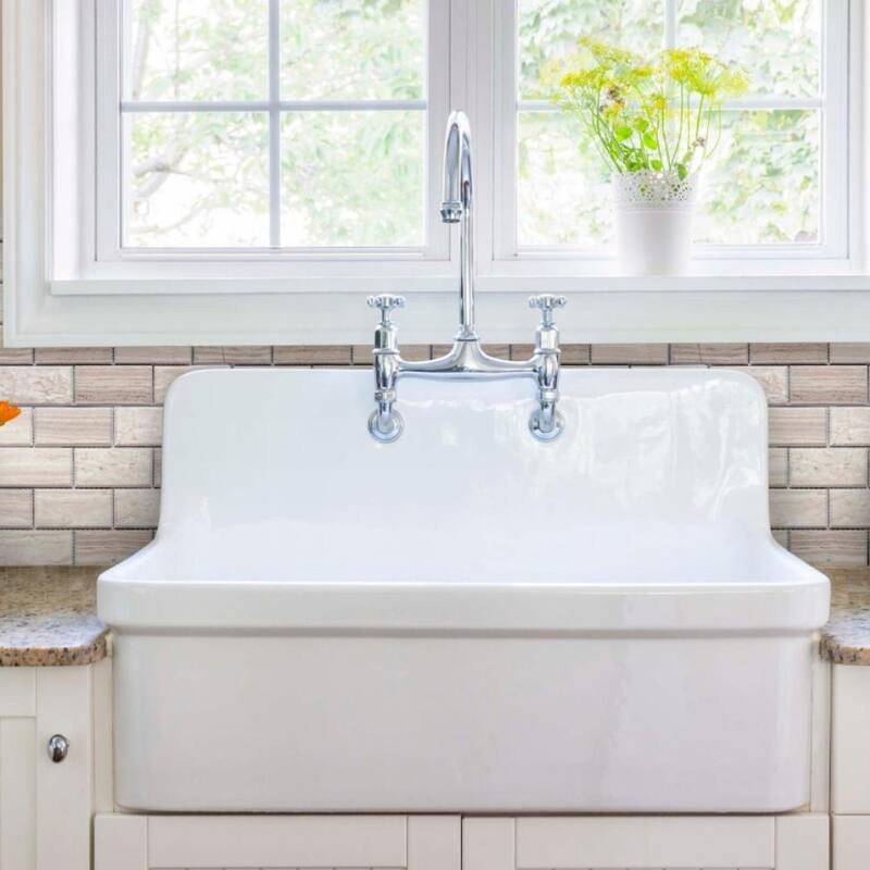 The Tile Life Santorini Beveled Wooden White 2x4 Marble Brick Mosaic Wall & Backsplash Tile