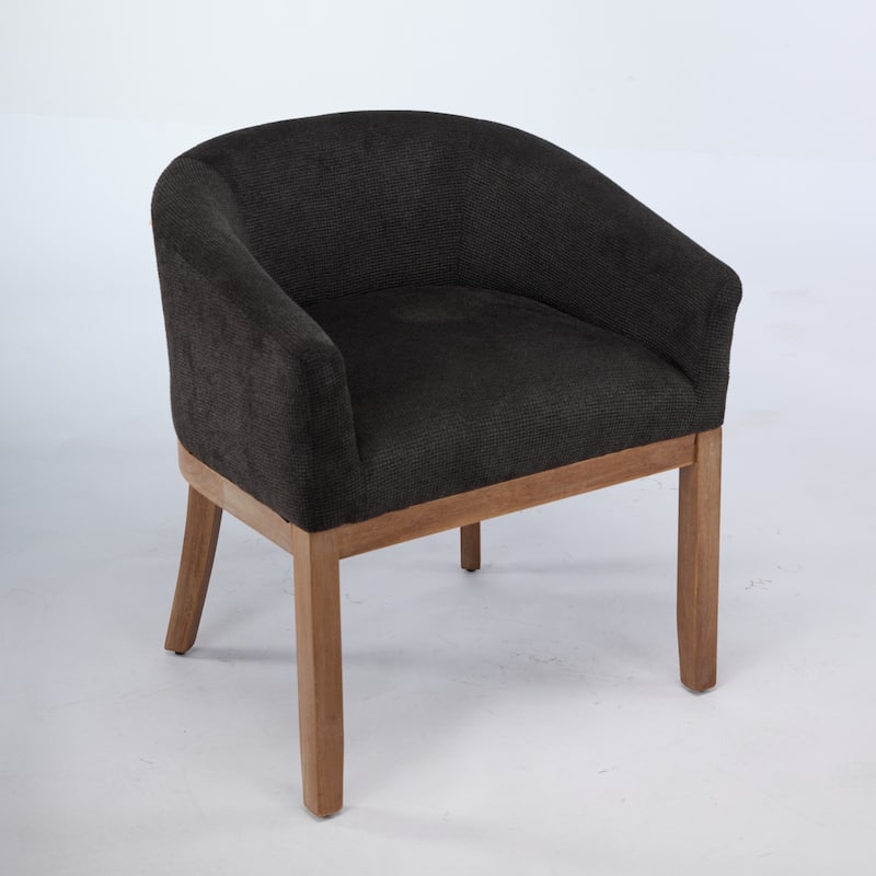 GDF Studio - Winslow Mid-Century Modern Barrel Dining Chair with Arms and Linen Upholstery