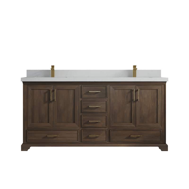 Willow Collections 72 in. W x 22 in. D Charlotte Teak Double Sink Bathroom Solid Teak Vanity with Countertop