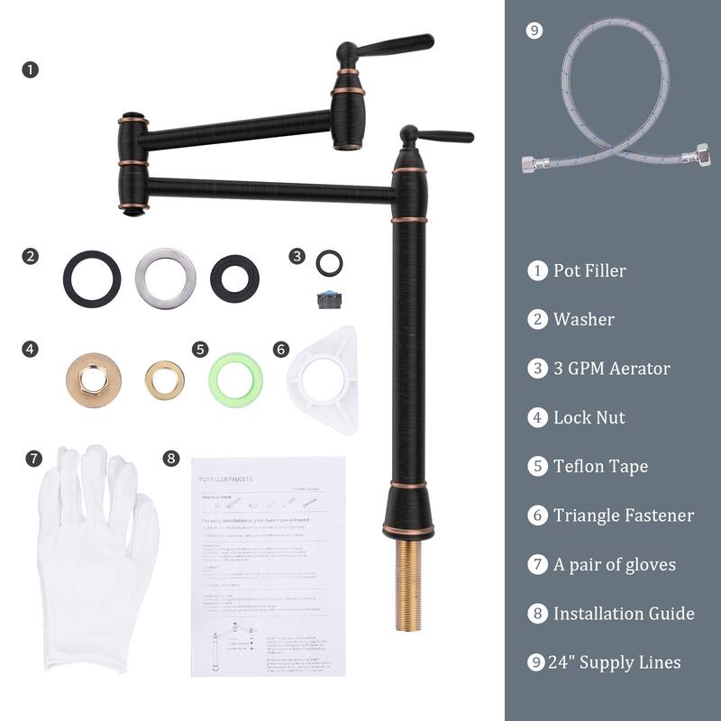 WOWOW Desk Mounted Pot Filler Kitchen Folding Faucet