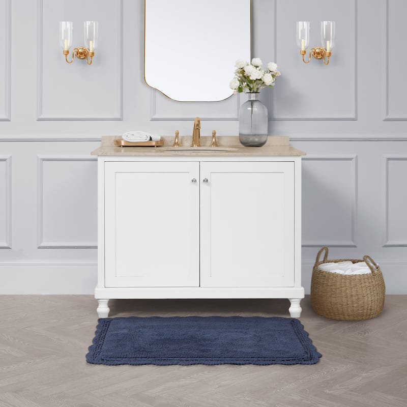 Laura Ashley Reversible Cotton Crochet Bath Rug