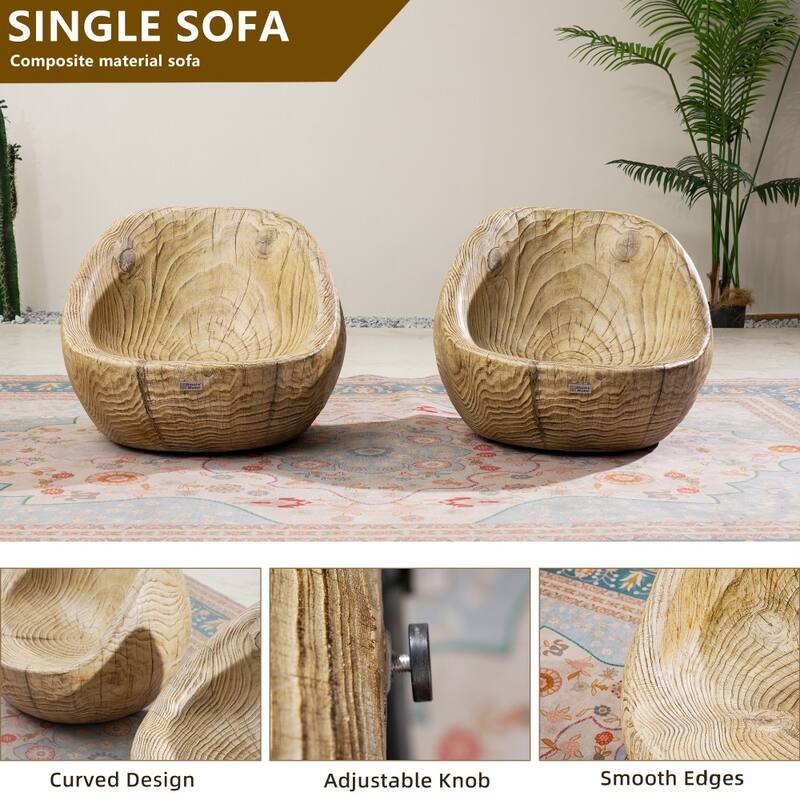 Rustic Outdoor Wood-finish Terrafab Composite Sofa (Set of 2)
