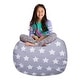 preview thumbnail 151 of 187, Kids Bean Bag Chair Cover Stuffed Animal Storage or Toy Organizer 38 Inch Large - Canvas White Stars on Gray