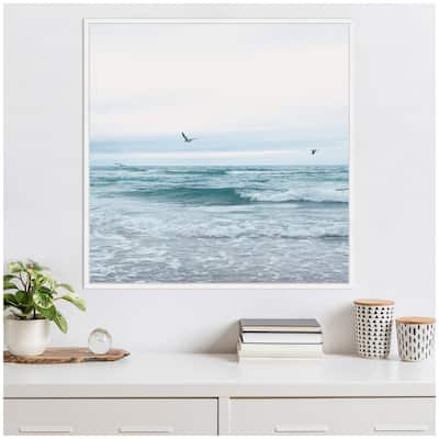 Kate and Laurel Sylvie Ocean Swim 2 Square Framed Canvas by Stephanie Klatt