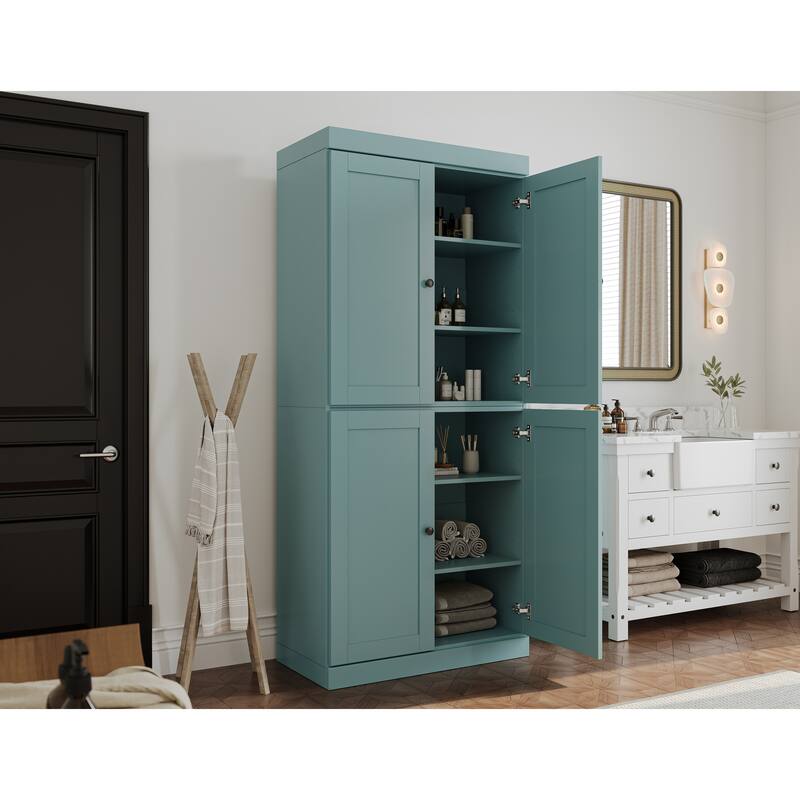 Palace Imports 100% Solid Wood 32" Bathroom Storage Cabinet with Shaker Doors and Adjustable Shelves