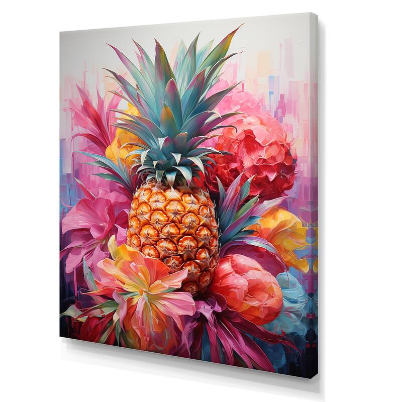 Designart "Colorful Pinapple Fruit Whimsical Tropics " Pineapples Wall Art