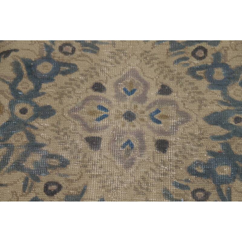Floral Tabriz Persian Area Rug Hand-Knotted Blue Wool Carpet - 9'10"x 12'10"