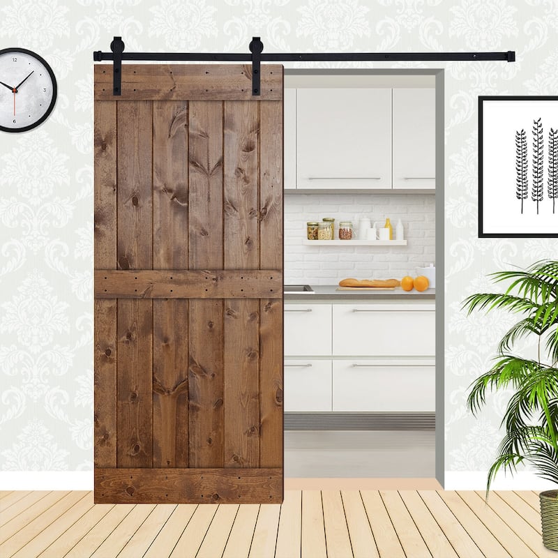 K1 Series Paneled Wood Barn Door with Installation Hardware Kit