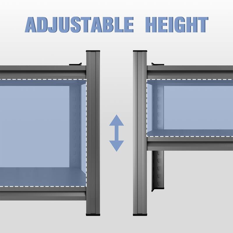 2-Layer Metal Storage Rack, Adjustable Divider Shelf, Office Vertical Storage Rack, Black, Assembly Required