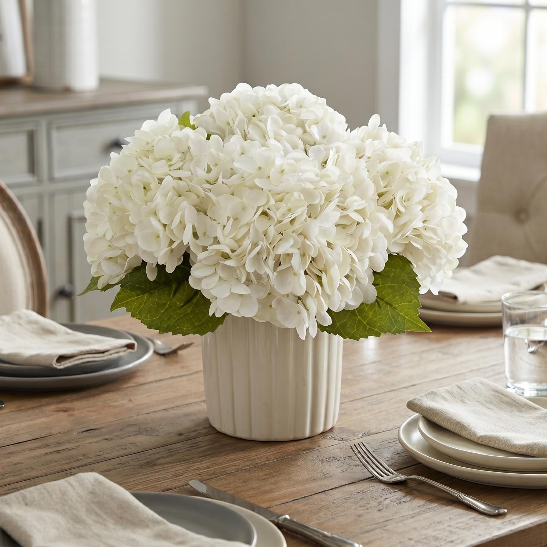 Hydrangea Arrangement in Cupcake Vase