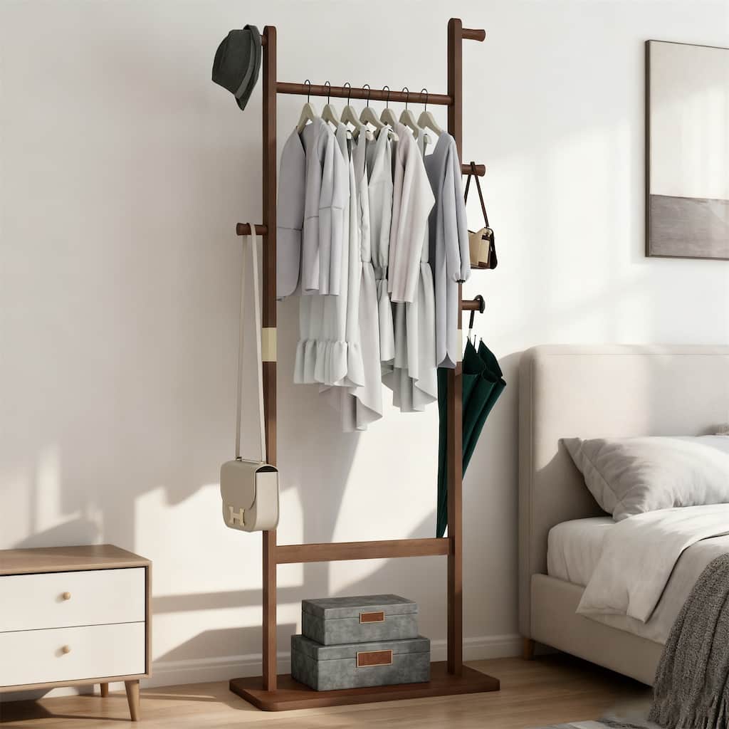 Solid Wood Coat Rack Stand, Easy to Assemble Free Standing Hanger