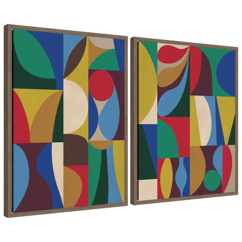 Kate and Laurel Abstract Deep 2 Piece Framed Canvas Wall Art Set by Rachel Lee - 2 Piece Set 18x24