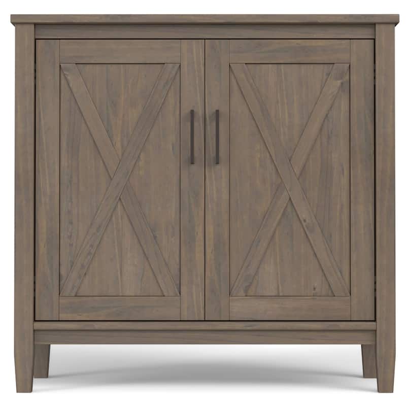 Simpli Home Ela Solid Wood 32 inch Storage Cabinet in Smoky Brown (Set of 2) - 32"W x 14"D x 31"H