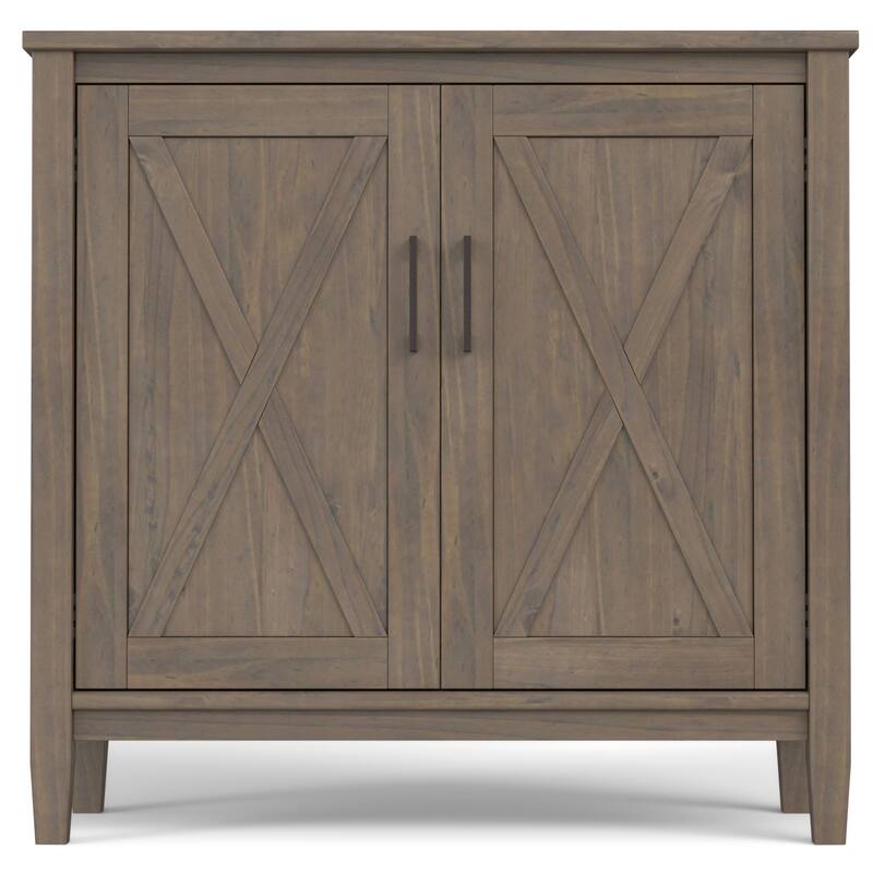 WYNDENHALL Cantina SOLID WOOD 32 inch Wide Transitional Low Storage Cabinet in Smoky Brown - 14" d x 32" w x 31" h
