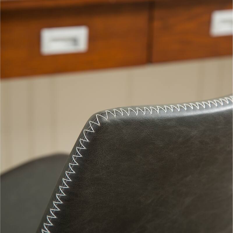 Vintage PU Leather Bar Stools with Footrest, Set of 2
