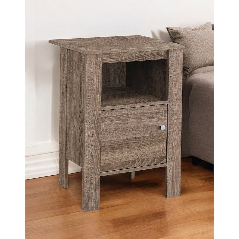 Contemporary 24" Wood Rectangular End Table with Shelf and Cabinet Modern Living Room Nightstand - 17.25"L x 14"W x 24.25"H