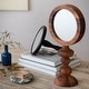 preview thumbnail 3 of 6, Acacia Wood Table Mirror with Carved Wood Base, Natural - 8.0"L x 5.0"W x 16.0"H