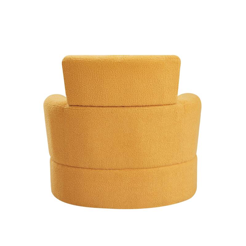 360° Swivel Chair, Upholstered Barrel Chair with Adjustable Headrest Modern Swivel Round Sofa Chair for Living Room