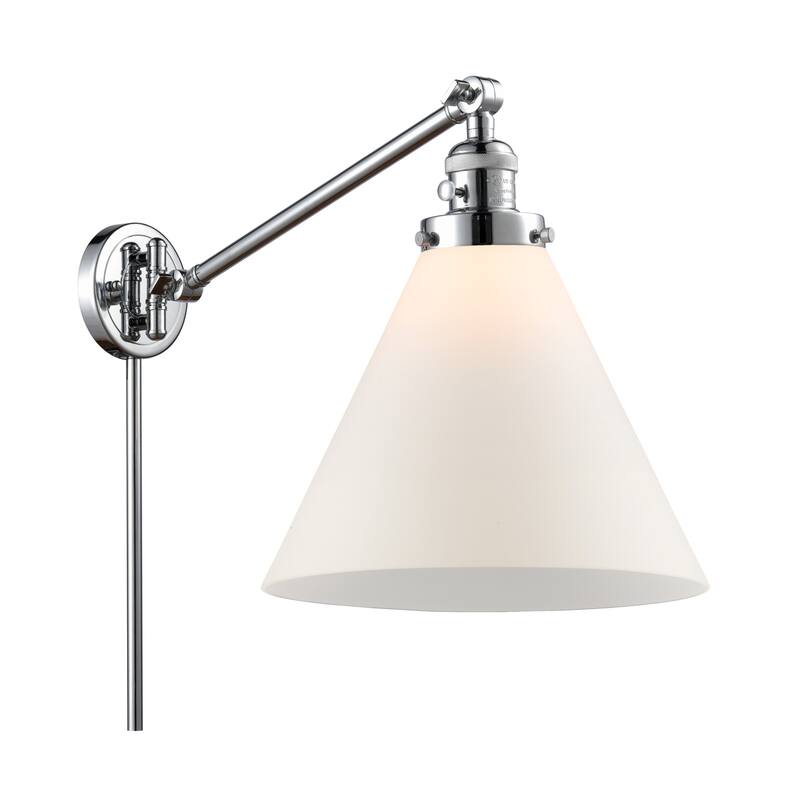 Innovations Lighting X-Large Cone Single Light 16" Tall Bathroom - Polished Chrome / Matte White Cased