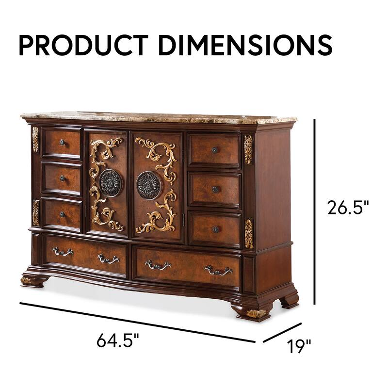 Furniture of America Cresswell Traditional 3-Piece Dark Cherry and Oak Wood Dresser and 2-Nightstand Bedroom Set