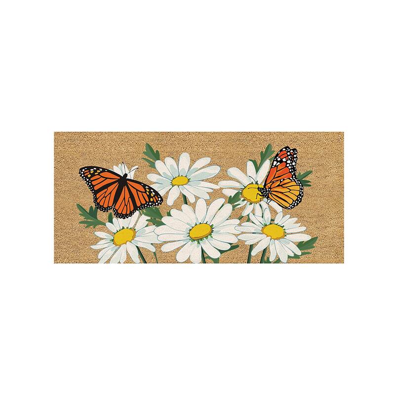 22 in. x 10 in. Daises in Bloom Flocked Sassafras Coir Switch Mat