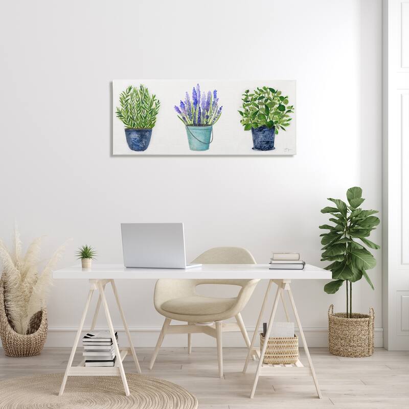 Stupell Varied Potted Plants Herbs Country Botanical Farmhouse Canvas Wall Art, Design by Janet Tava