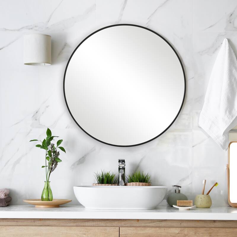 Copper Grove Aluminum Thin-framed Round Wall Mirror