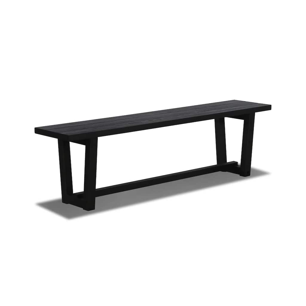 Cascais Solid Wood Bench with Industrial Base