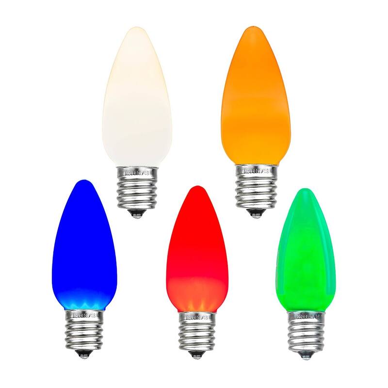 25 Pack C7 LED Plastic Ceramic Outdoor Christmas Replacement Bulbs, Multi - Multi