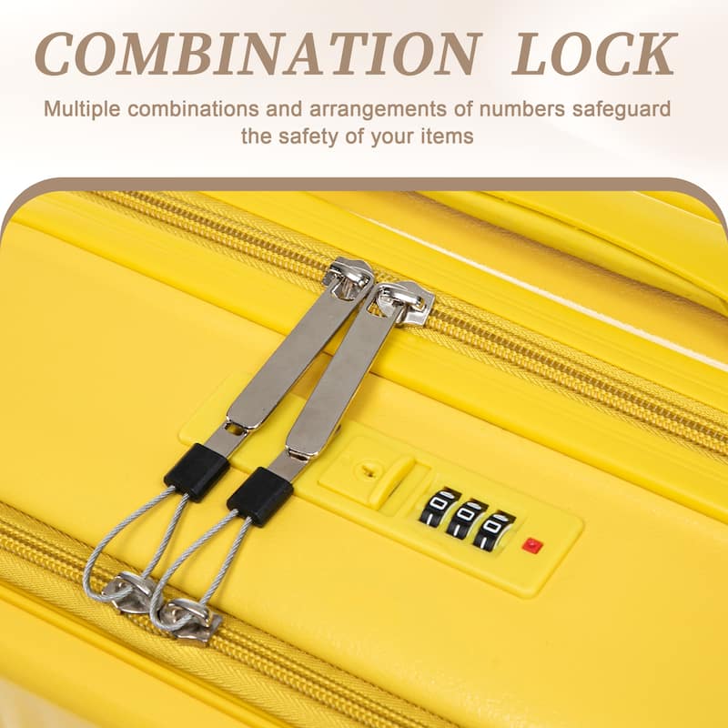 14"/20" 2 pcs/set in ABS Spinner Wheel Luggage, with Combination Lock and Front Opening Design, 14" Cosmetic Case