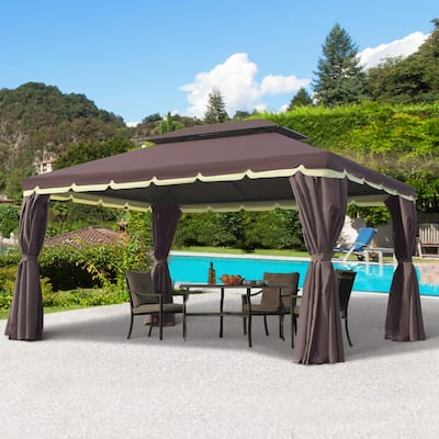Outsunny 10x13-foot Aluminum Soft Top Patio Gazebo with Curtains