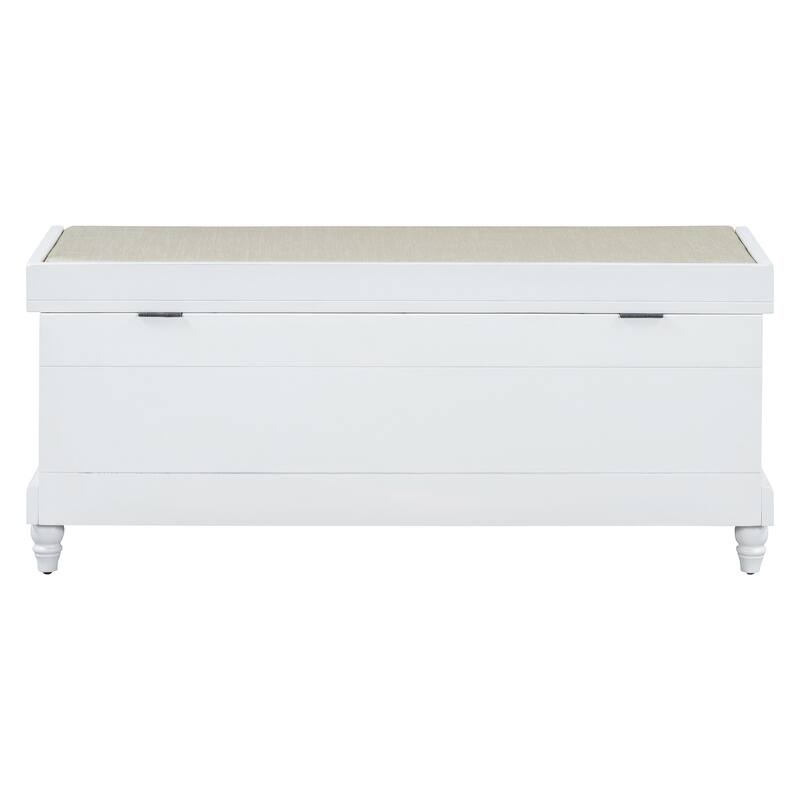 Fluted Entryway Bench with Storage - White
