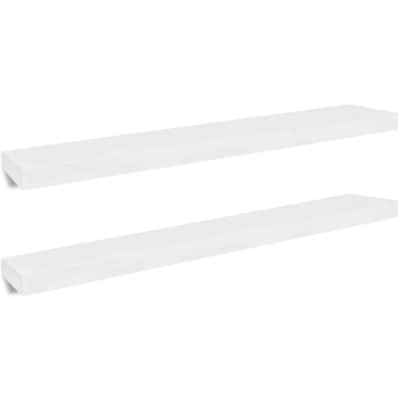 Zyno Floating Wall Shelves Set of 2, Matte White MDF Body