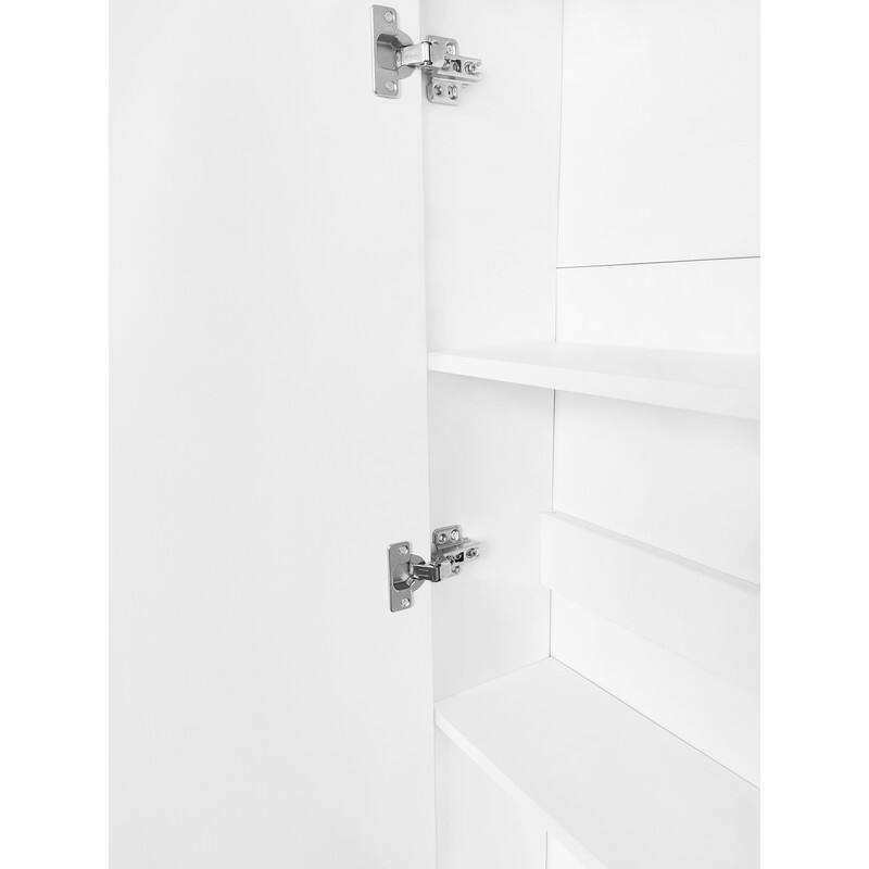 Multifunctional Large Hall Tree with Tempered Glass Doors,Storage Shelf,6 Flip Shoe Drawers and 4 Hooks