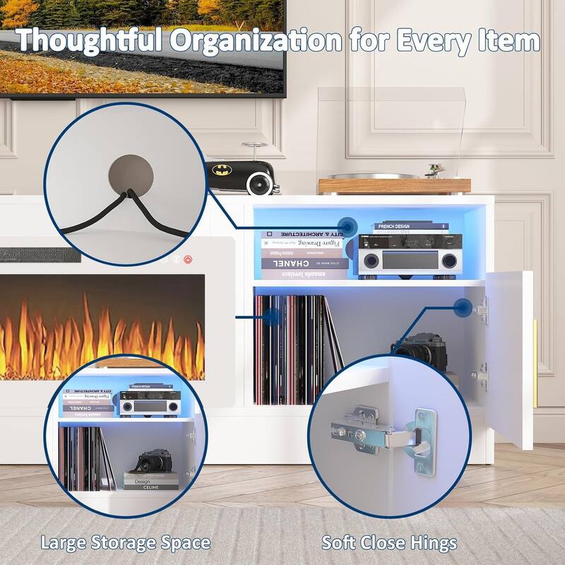 Bossin 80" Fireplace TV Stand with 36" Electric Fireplace, TV Stand for TVs Up to 90", 16 Colors LED Lights/Entertainment Center